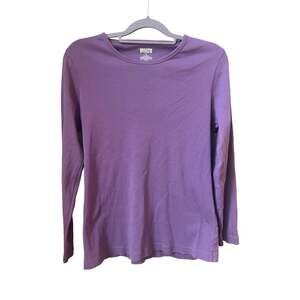 Duluth Trading Co Women's Size Small Purple Long Sleeve 100% Cotton Crewneck T-S